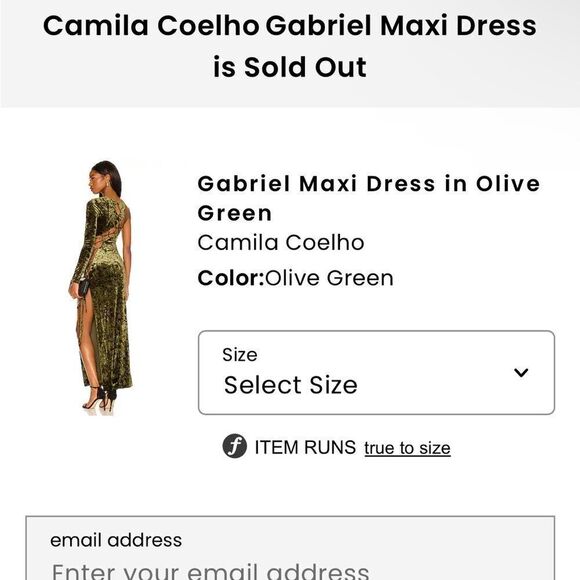 Camila Coelho Revolve Gabriel Maxi Olive Green crushed velvet lace up dress S - Picture 8 of 16
